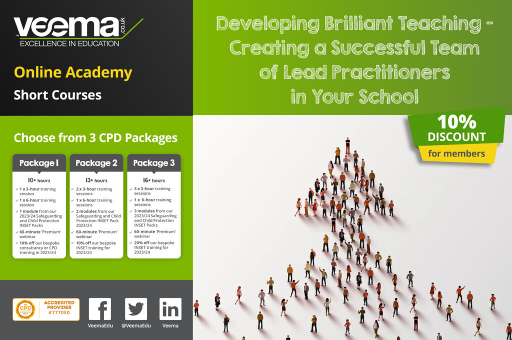 Time:
8:30 am - 10:00 am Or 1:30 pm - 3:00 pm (GMT)
Price:
Standard (up to 5 participants) – £691.20
Premium (up to 10 participants) – £1248.00
Audience:
CPD Leaders. Teaching and Learning Leaders, Lead Practitioners


Duration:
3 Hours delivered over two parts